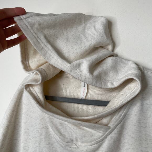 Anthropologie Daily Practice Twist Collar Hoodie in Oatmeal Sz M Beige - Picture 4 of 11
